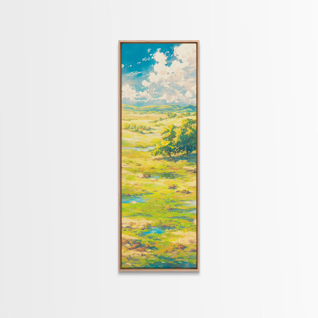 Sunlit Meadow with Loose Impressionist Brushwork Canvas Print, General Fine Art, Textured Painting, Living Room Decor, GEN-1x3-98