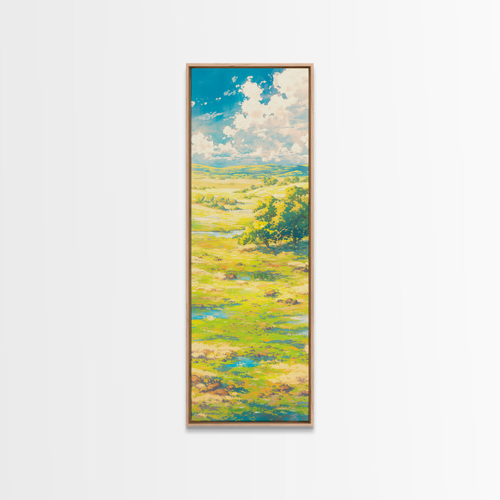 Sunlit Meadow with Loose Impressionist Brushwork Canvas Print, General Fine Art, Textured Painting, Living Room Decor, GEN-1x3-98