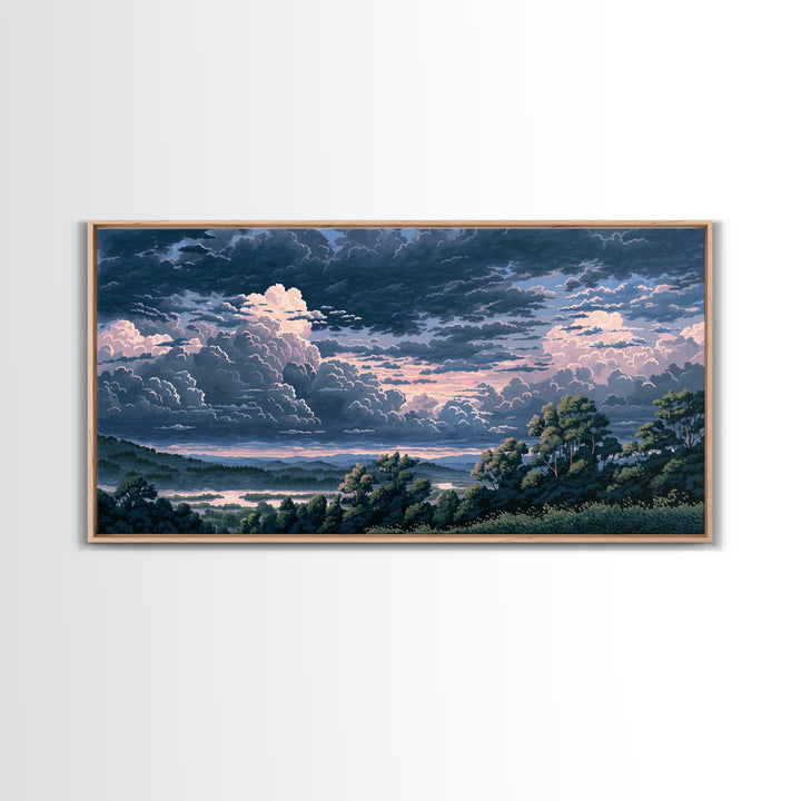 Romantic Cloudscape with Blush and Cream Tones Canvas Print, General Fine Art, Luxury Decor, Living Room Decor, GEN-2x1-14