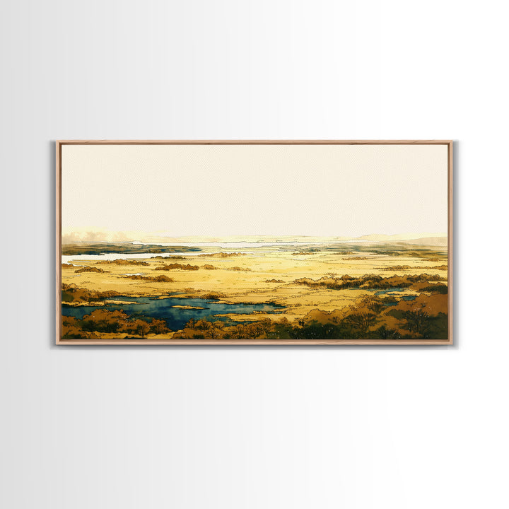 Elegant Ink Wash Landscape Framed Canvas Print, General Fine Art, Fine Art Print, Living Room Decor, Fine Art, GEN-2x1-16