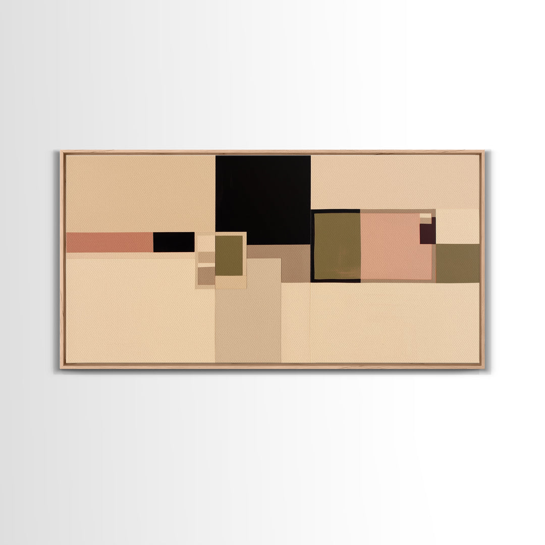 Modern Geometric Composition Framed Canvas Print, General Fine Art, Minimalist Decor, Living Room Decor, Fine Art, GEN-2x1-30