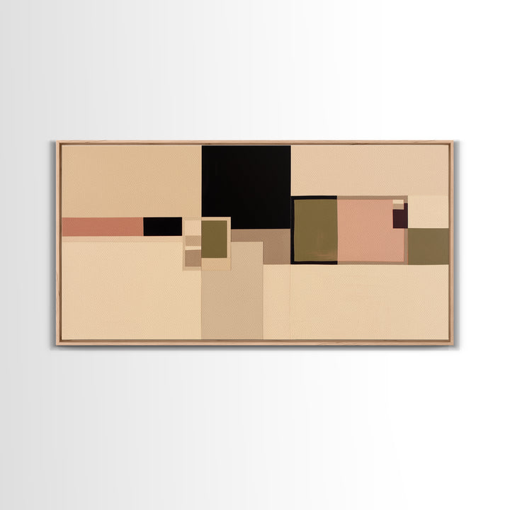 Modern Geometric Composition Framed Canvas Print, General Fine Art, Minimalist Decor, Living Room Decor, Fine Art, GEN-2x1-30