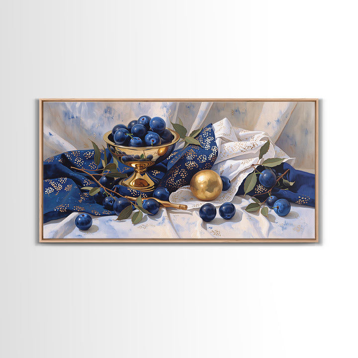 Simple Still Life of Fruit and Linen Canvas Print, General Fine Art, Home Decor, Living Room Decor, Abstract Art, GEN-2x1-36