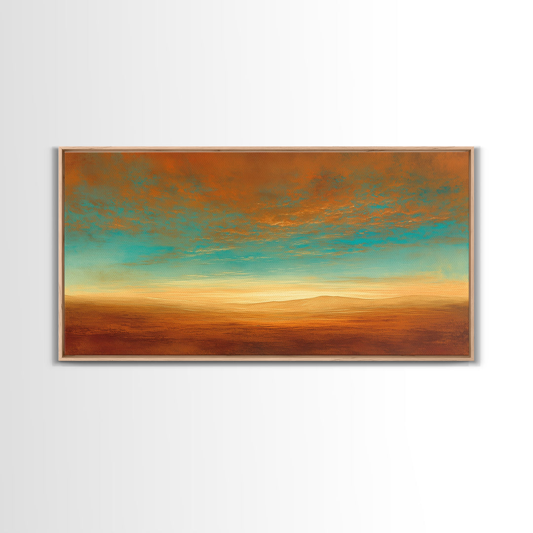 Serene Desert Horizon Framed Canvas Print, General Fine Art, Wall Decor, Living Room Decor, Fine Art, Original Painting, GEN-2x1-37