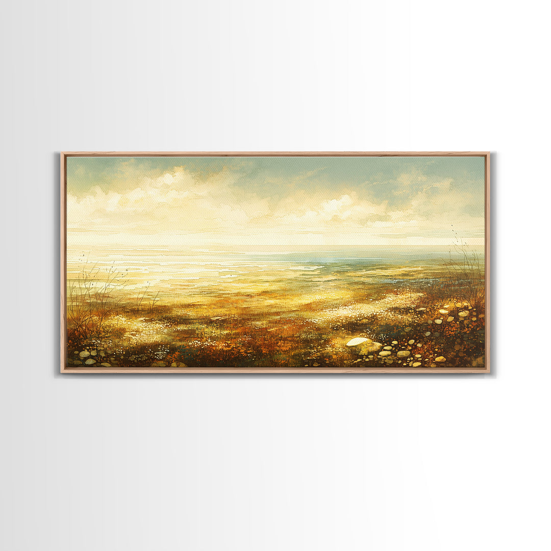 Quiet Abstract Landscape Framed Canvas Print, General Fine Art, Printable, Living Room Decor, Oil Painting, Framed Wall Art, GEN-2x1-45