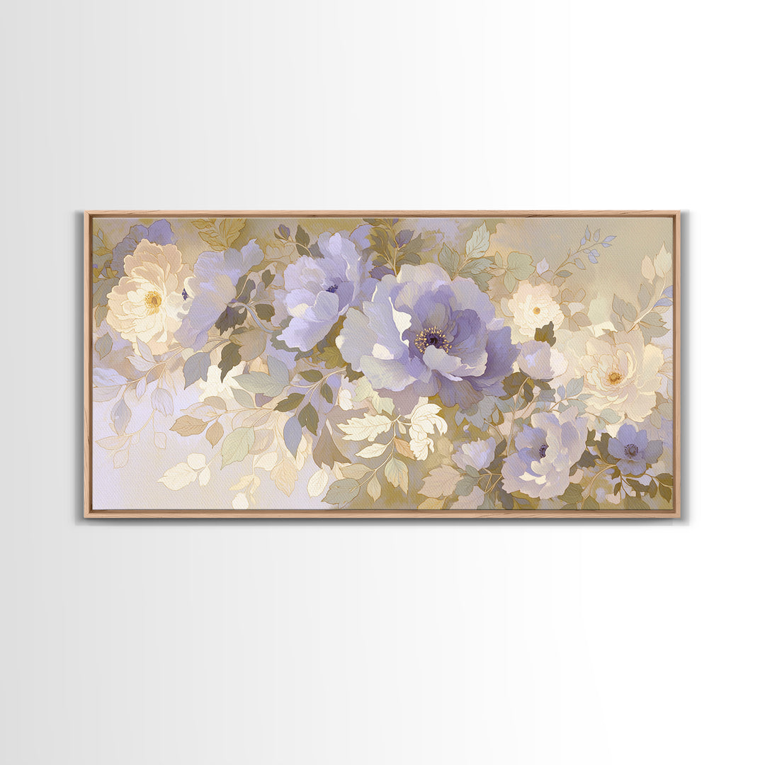 Large Neutral Floral Study Framed Canvas Print, General Fine Art, Poster, Living Room Decor, Fine Art, Wall Art Prints, GEN-2x1-46