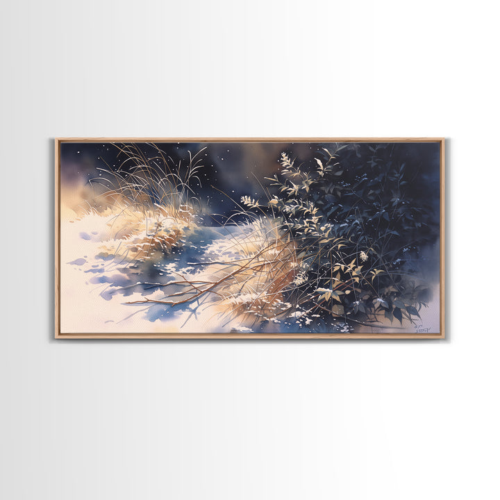 Soft Watercolor Branch Study Framed Canvas Print, General Fine Art, Mid Century Modern, Living Room Decor, Fine Art, GEN-2x1-55