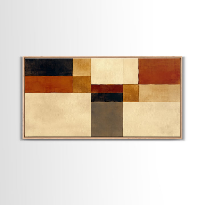 Modern Geometric Composition Framed Canvas Print, General Fine Art, Minimalist Decor, Living Room Decor, Fine Art, GEN-2x1-6