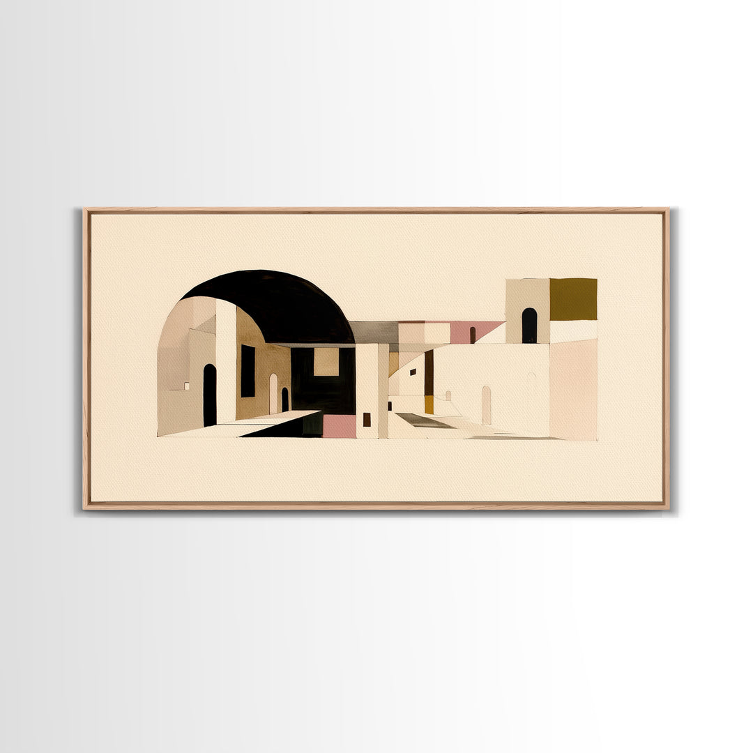 Monochrome Architectural Arch Composition Framed Canvas Print, General Fine Art, Original Painting, Living Room Decor, Fine Art, GEN-2x1-80
