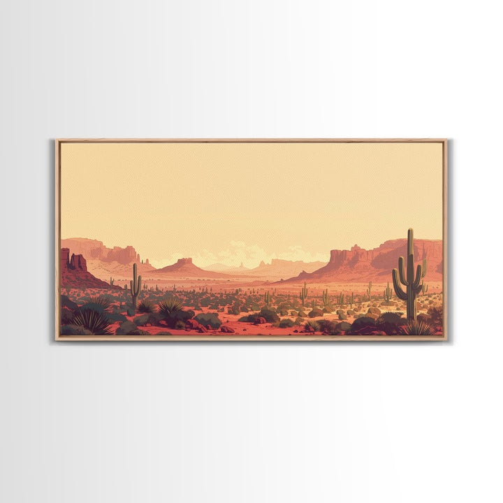 Serene Desert Horizon Framed Canvas Print, General Fine Art, Mid Century Modern, Living Room Decor, Fine Art, GEN-2x1-85