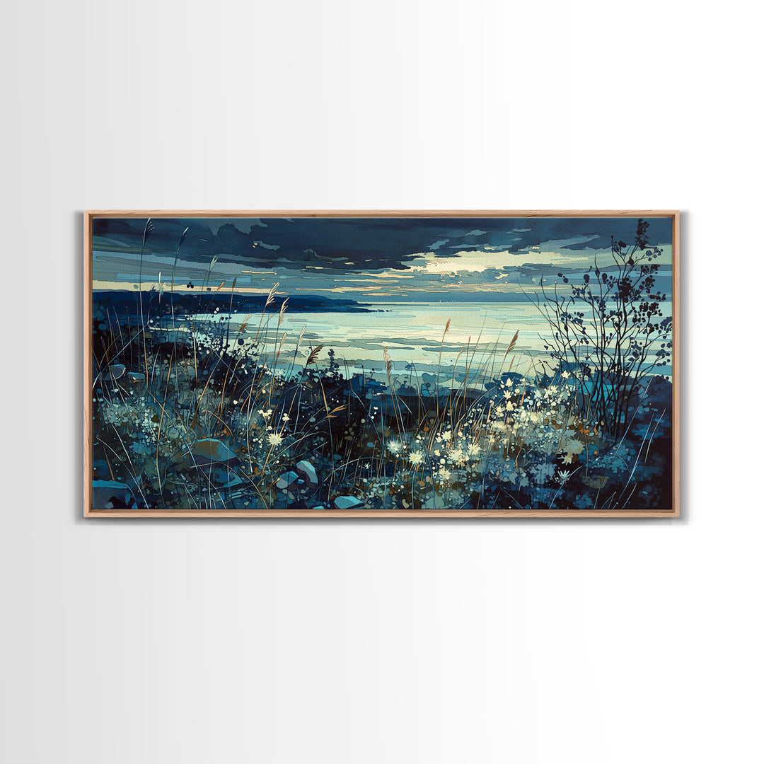 Quiet Abstract Landscape Canvas Print, General Fine Art, Oil Painting, Living Room Decor, Fine Art, Gallery Decor, GEN-2x1-93