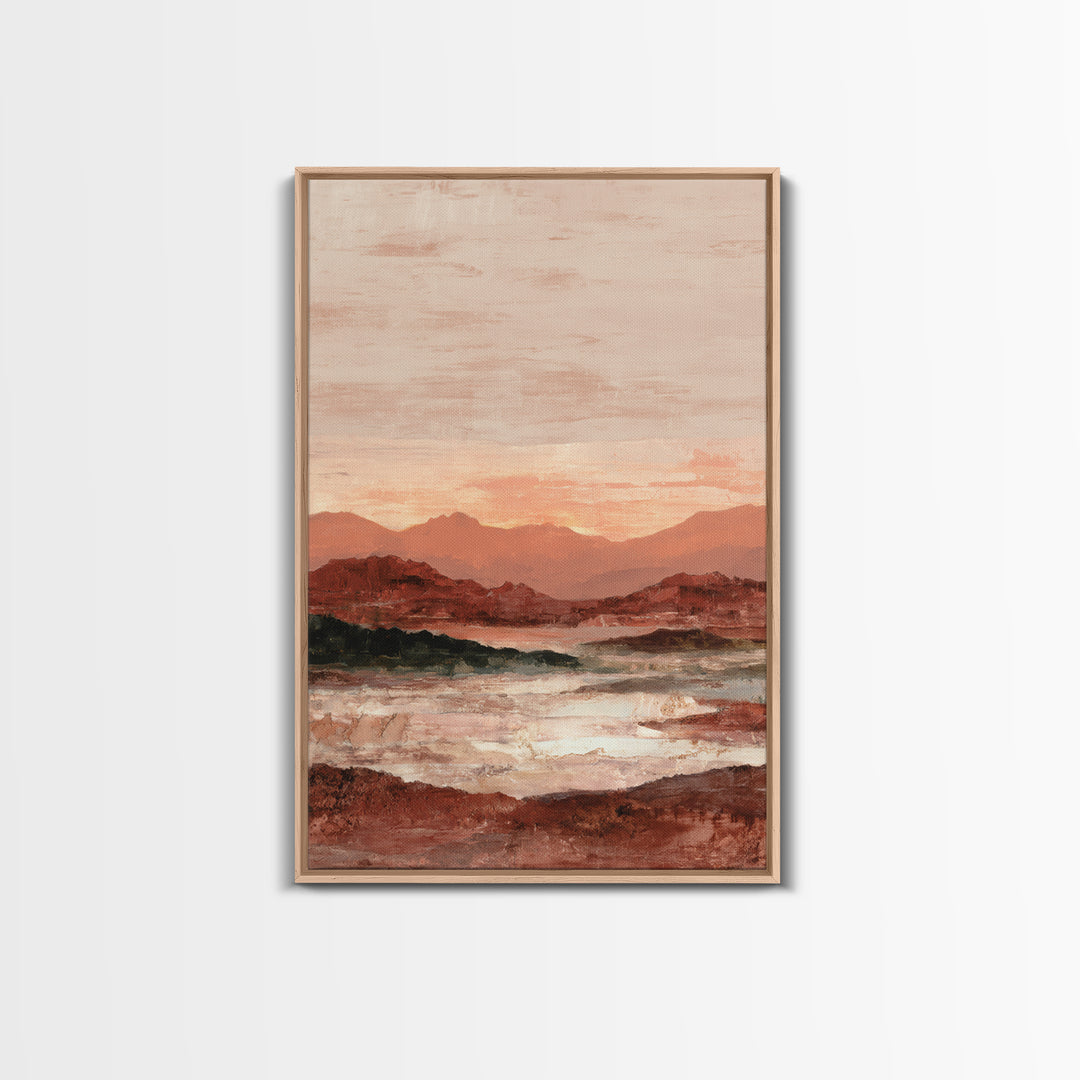 Serene Desert Horizon Framed Canvas Print, General Fine Art, Digital Prints, Living Room Decor, Oil Painting, GEN-2x3-1
