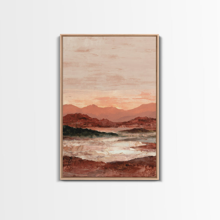 Serene Desert Horizon Framed Canvas Print, General Fine Art, Digital Prints, Living Room Decor, Oil Painting, GEN-2x3-1