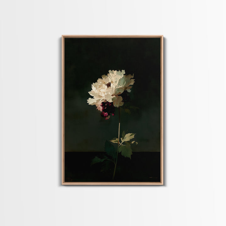 Single Sculptural Flower on a Dark Ground Framed Canvas Print, General Fine Art, Digital Art, Living Room Decor, Fine Art, GEN-2x3-17