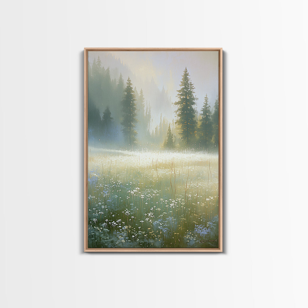 Sunlit Meadow with Loose Impressionist Brushwork Framed Canvas Print, General Fine Art, Poster, Living Room Decor, Fine Art, GEN-2x3-22