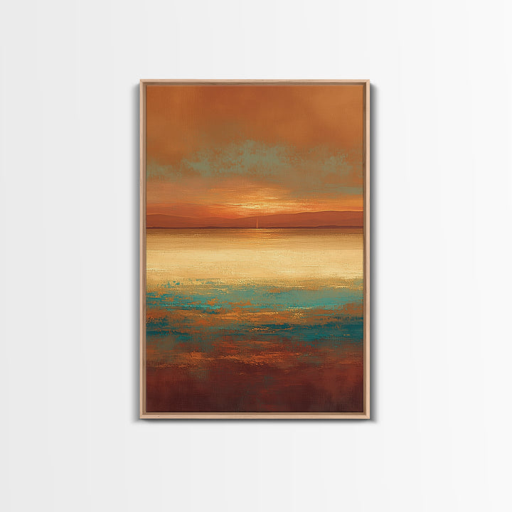 Serene Desert Horizon Framed Canvas Print, General Fine Art, Digital Prints, Living Room Decor, Oil Painting, GEN-2x3-25