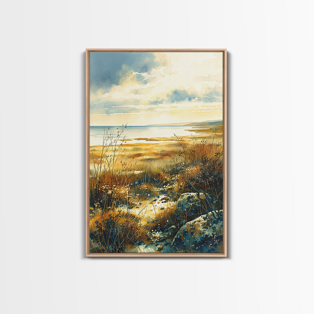 Quiet Abstract Landscape Framed Canvas Print, General Fine Art, Wall Art Prints, Living Room Decor, Watercolor Art, GEN-2x3-33