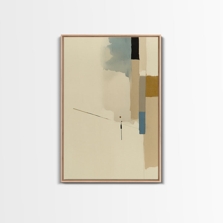 Minimal Black Line Figure on Textured Paper Canvas Print, General Fine Art, Print, Living Room Decor, Fine Art, GEN-2x3-35