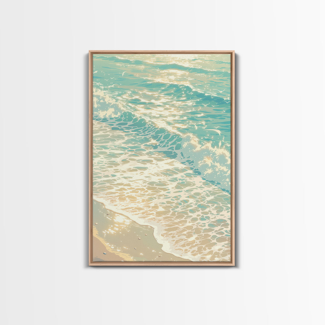 Coastal Water Study Framed Canvas Print, General Fine Art, Art Print, Living Room Decor, Fine Art, Original Art, GEN-2x3-37