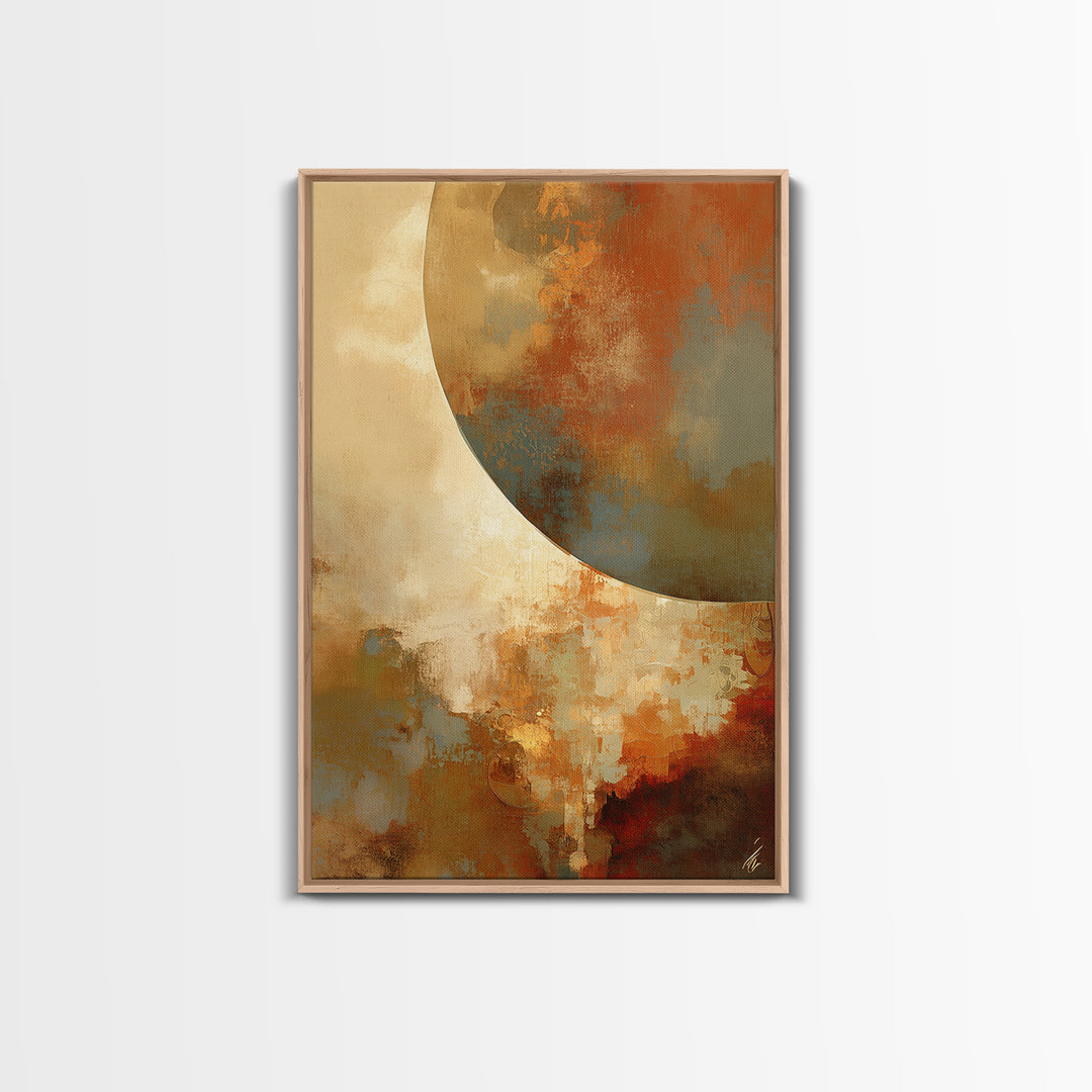 Warm Terracotta Abstract Framed Canvas Print, General Fine Art, Painting, Living Room Decor, Abstract Art, Oil Painting, GEN-2x3-38