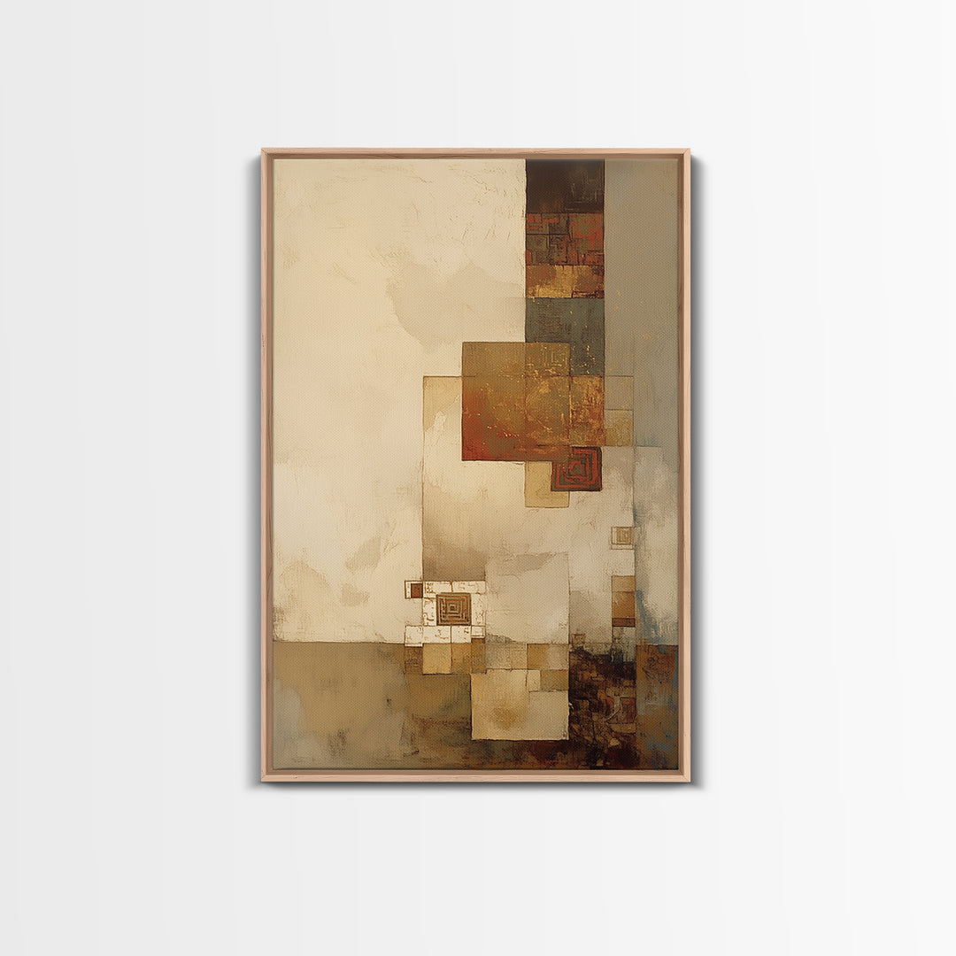 Earthy Plaster Texture Abstract Framed Canvas Print, General Fine Art, Digital Art, Living Room Decor, Fine Art, GEN-2x3-47