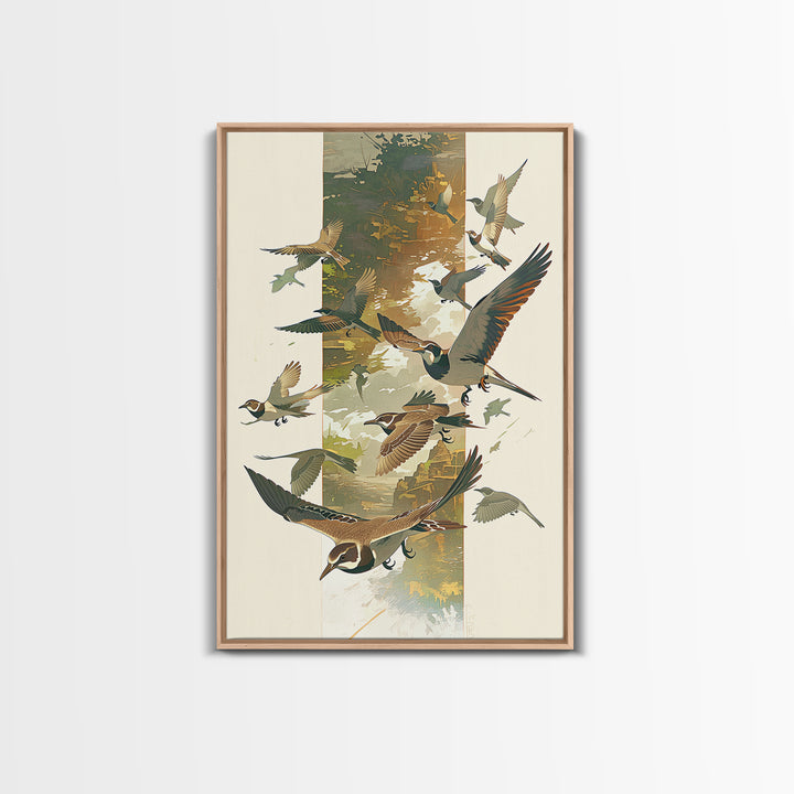Minimal Birds in Flight over an Open Framed Canvas Print, General Fine Art, Minimalist Decor, Living Room Decor, Fine Art, GEN-2x3-6
