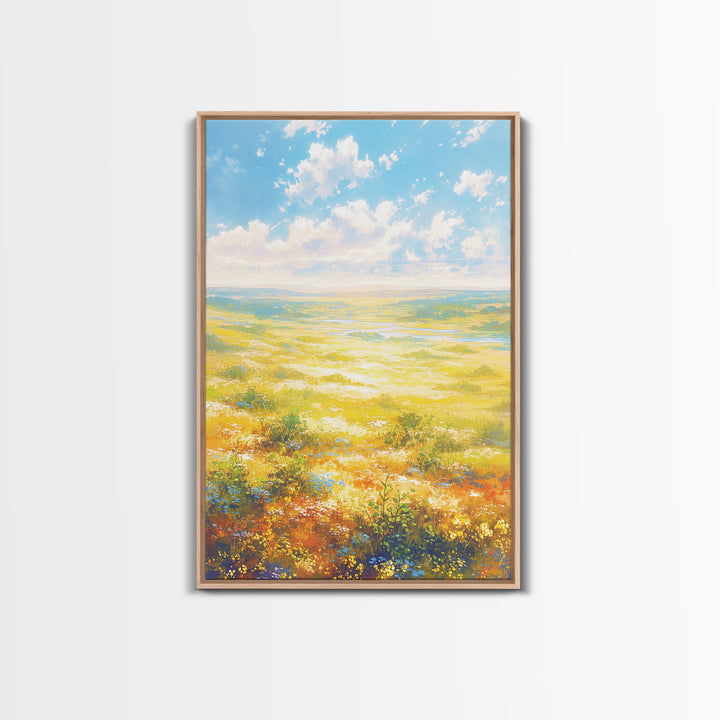 Sunlit Meadow with Loose Impressionist Brushwork Canvas Print, General Fine Art, Digital Prints, Living Room Decor, GEN-2x3-70