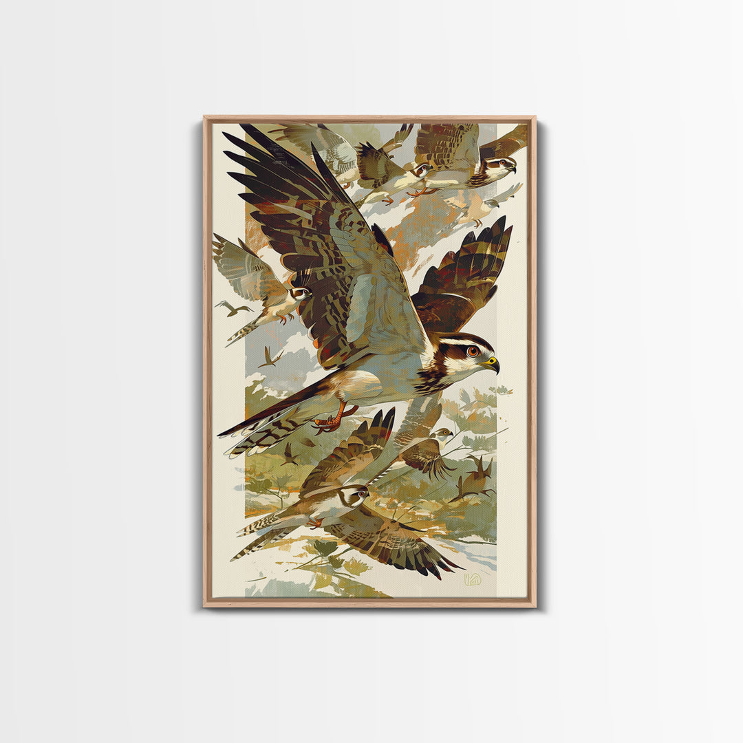 Minimal Birds in Flight over an Open Framed Canvas Print, General Fine Art, Art Prints, Living Room Decor, Fine Art, GEN-2x3-78