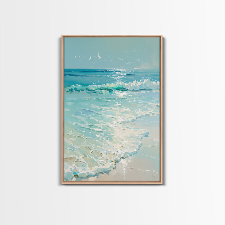 Coastal Water Study Framed Canvas Print, General Fine Art, Wall Hanging, Living Room Decor, Fine Art, Statement Artwork, GEN-2x3-85