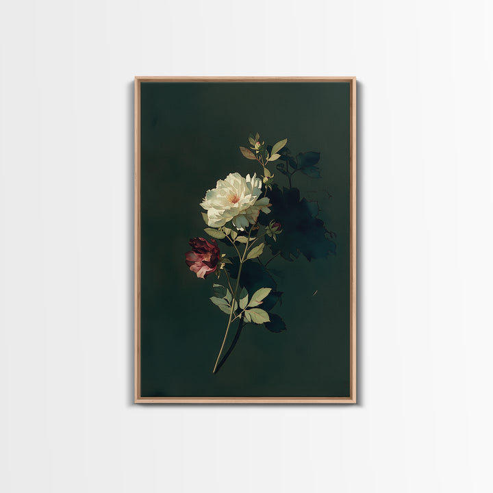 Single Sculptural Flower on a Dark Ground Canvas Print, General Fine Art, Original Art, Living Room Decor, Wall Art, GEN-2x3-89