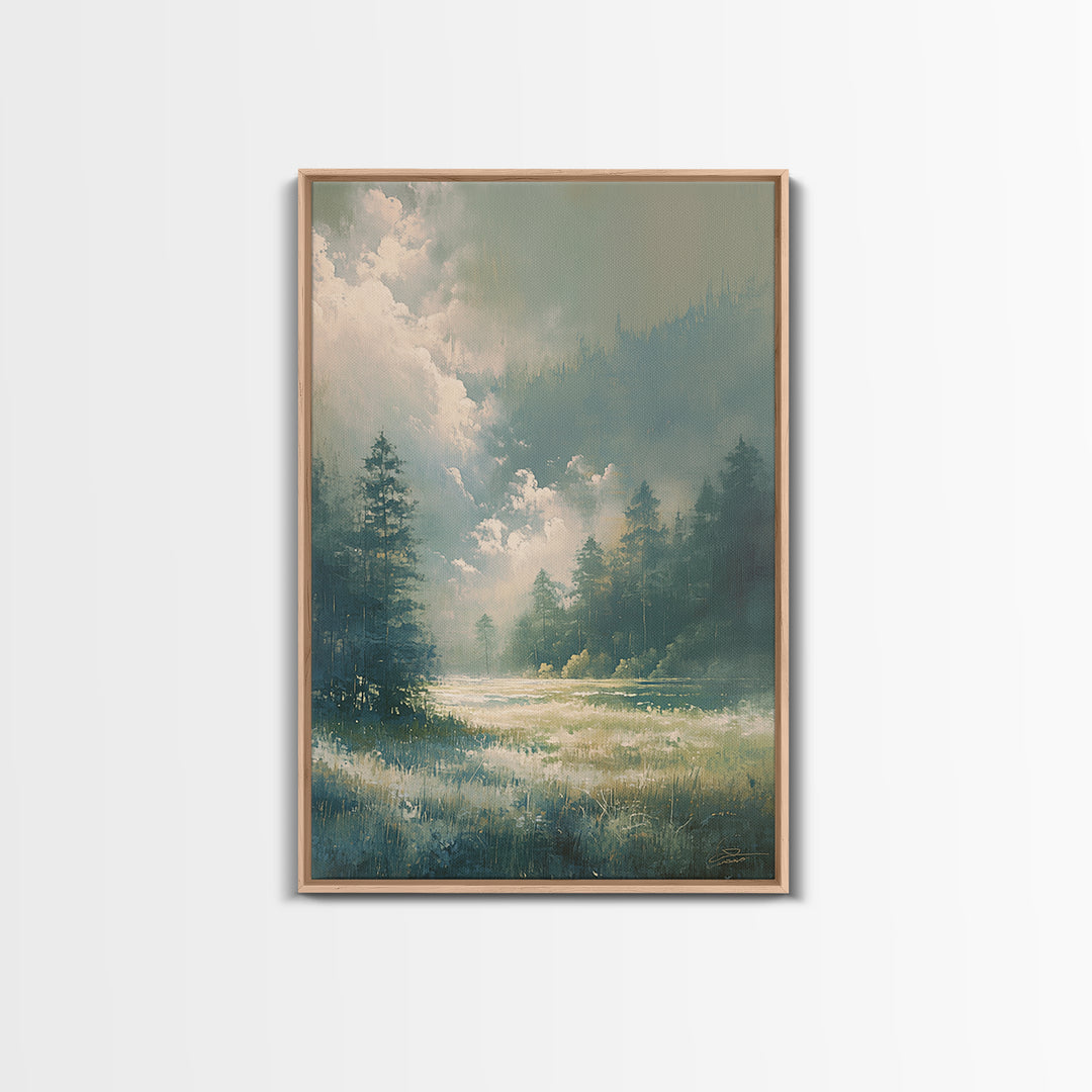 Sunlit Meadow with Loose Impressionist Brushwork Canvas Print, General Fine Art, Printable Wall Art, Living Room Decor, GEN-2x3-94