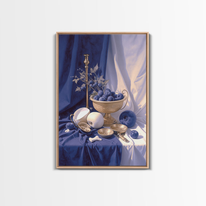 Simple Still Life of Fruit and Linen Canvas Print, General Fine Art, Oil Painting, Living Room Decor, Abstract Art, GEN-2x3-96
