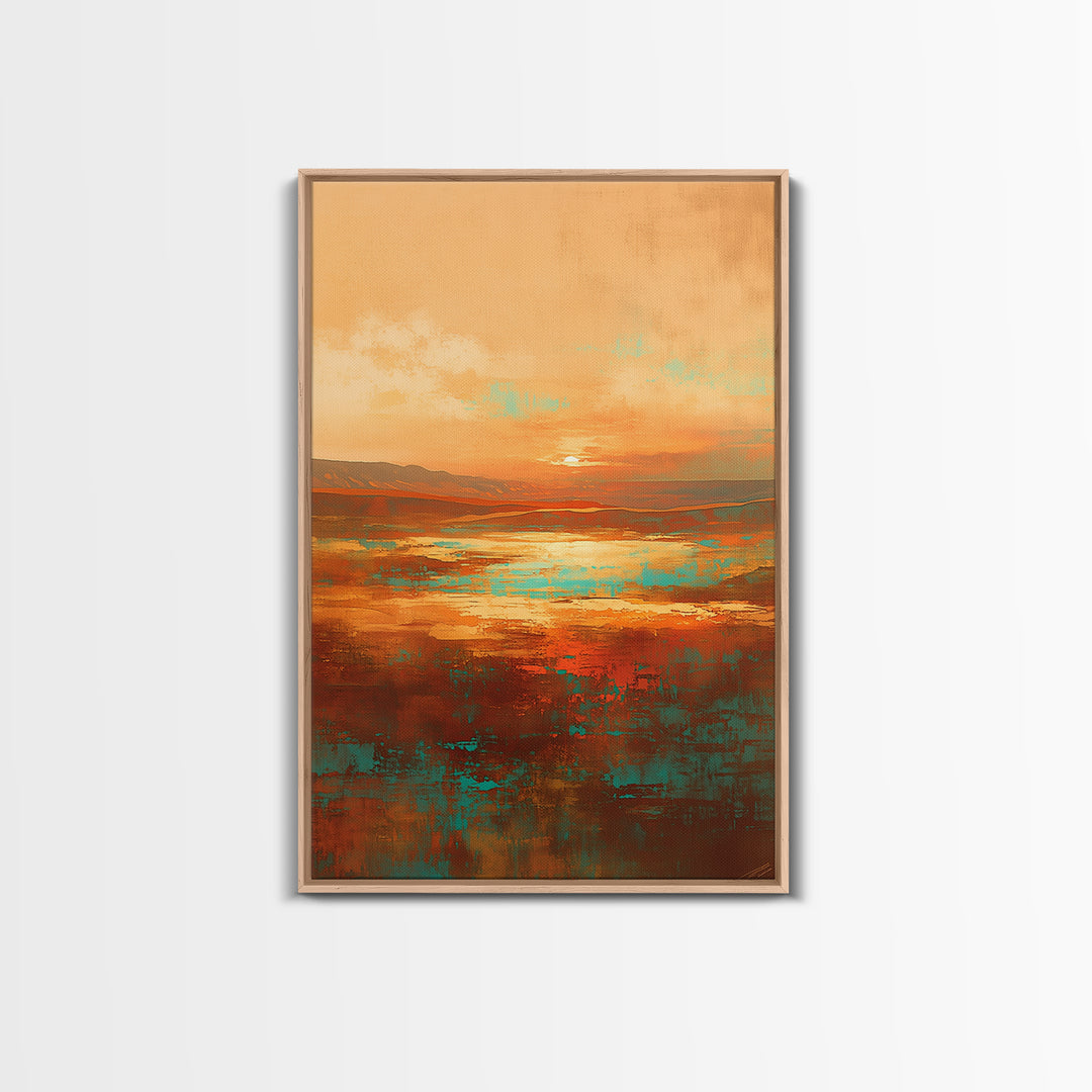 Serene Desert Horizon Framed Canvas Print, General Fine Art, Digital Wall Art, Living Room Decor, Fine Art, Neutral Decor, GEN-2x3-97