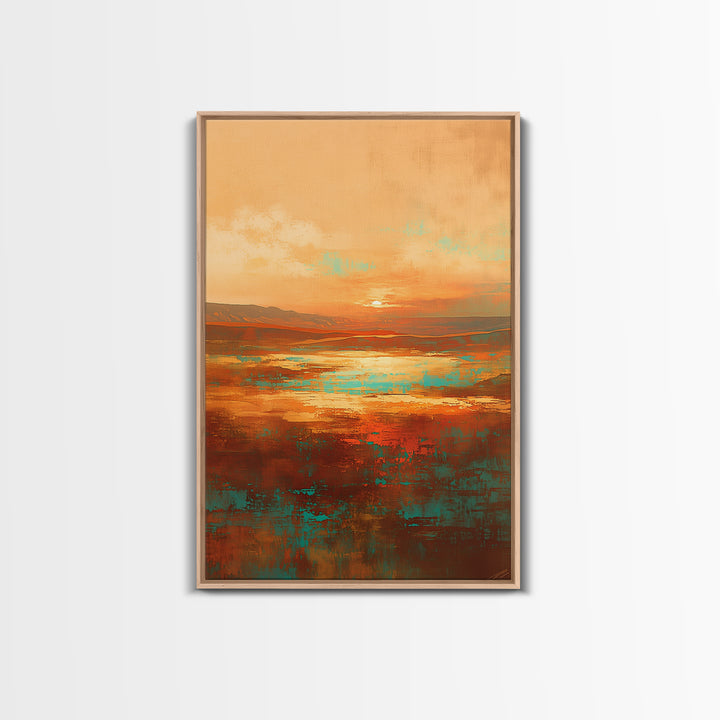 Serene Desert Horizon Framed Canvas Print, General Fine Art, Digital Wall Art, Living Room Decor, Fine Art, Neutral Decor, GEN-2x3-97