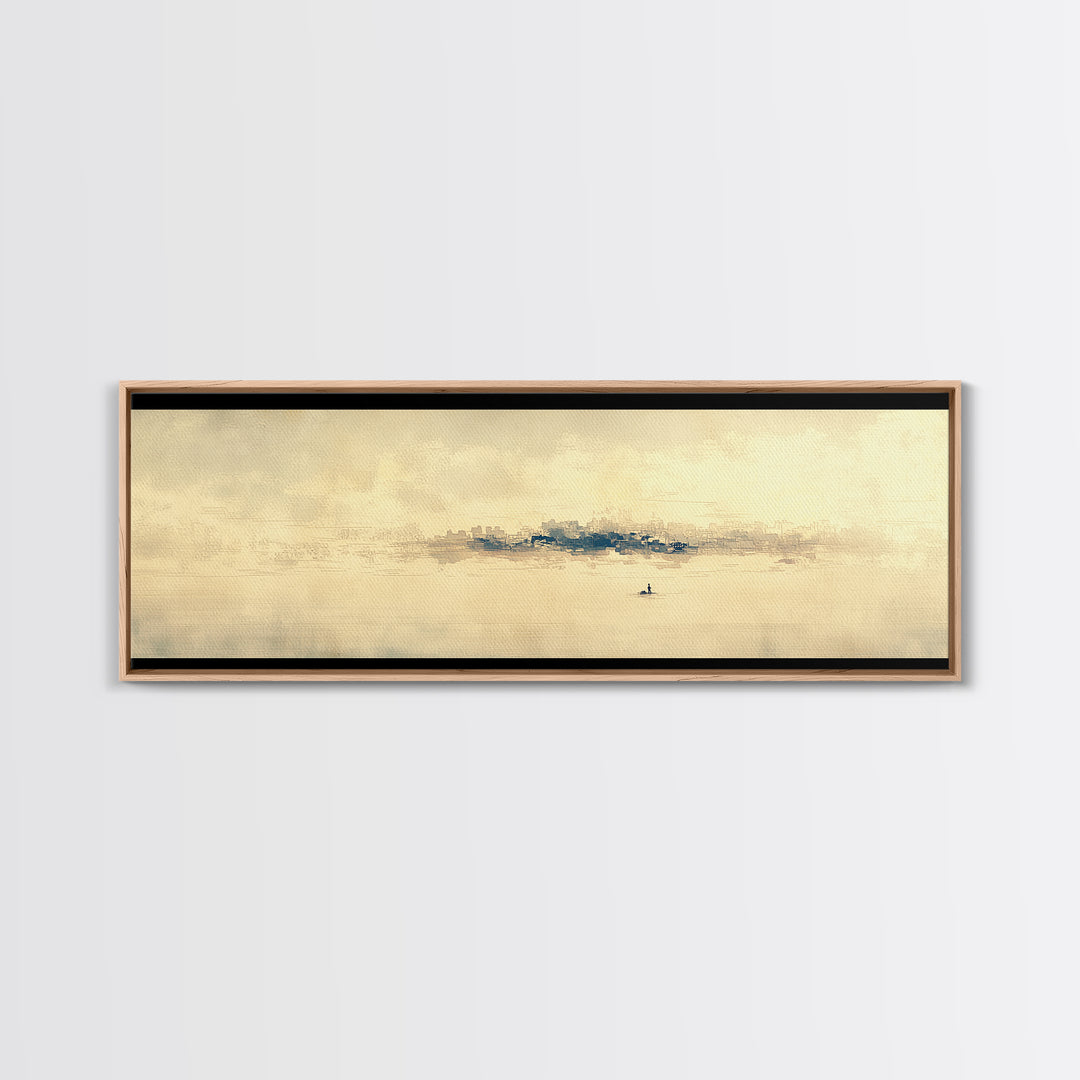 Minimal Black Line Figure on Textured Paper Canvas Print, General Fine Art, Luxury Decor, Living Room Decor, Fine Art, GEN-3x1-19