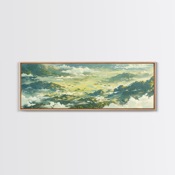 Misty Mountain Valley Canvas Print, General Fine Art, Abstract Art, Living Room Decor, Oil Painting, Textured Painting, GEN-3x1-20