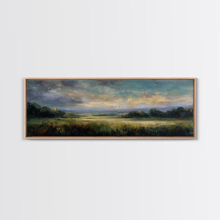Sunlit Meadow with Loose Impressionist Brushwork Canvas Print, General Fine Art, Wall Decor, Living Room Decor, Fine Art, GEN-3x1-30
