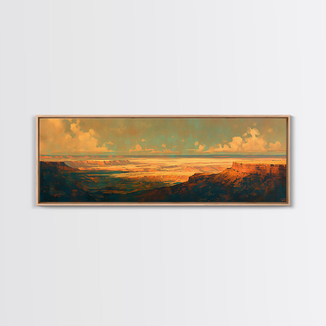 Serene Desert Horizon Canvas Print, General Fine Art, Wall Hanging, Living Room Decor, Oil Painting, Statement Artwork, GEN-3x1-33
