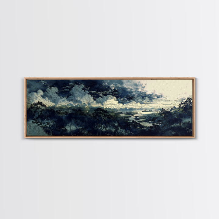 Elegant Ink Wash Landscape Canvas Print, General Fine Art, Gallery Decor, Living Room Decor, Fine Art, Wall Art, GEN-3x1-36