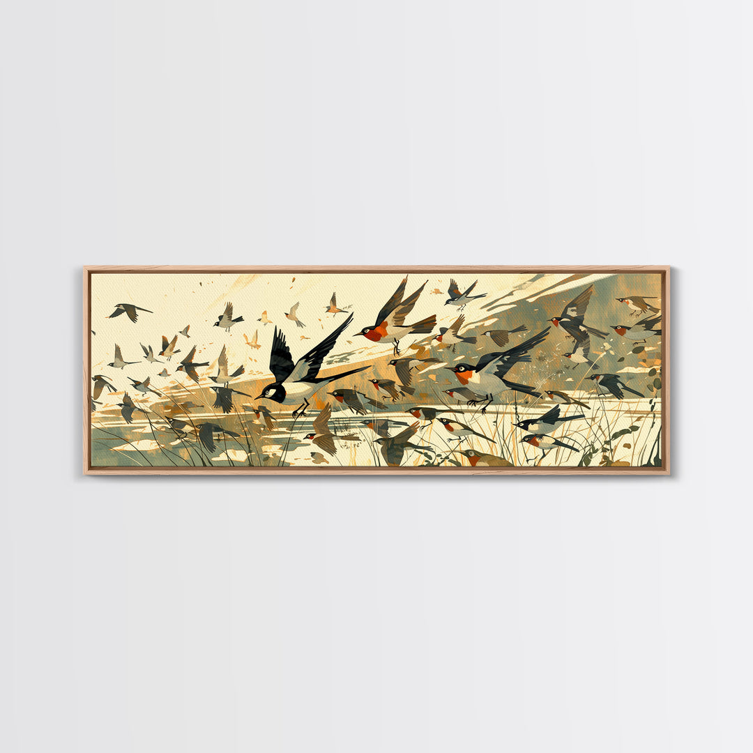 Minimal Birds in Flight over an Open Canvas Print, General Fine Art, Printable, Living Room Decor, Fine Art, GEN-3x1-38