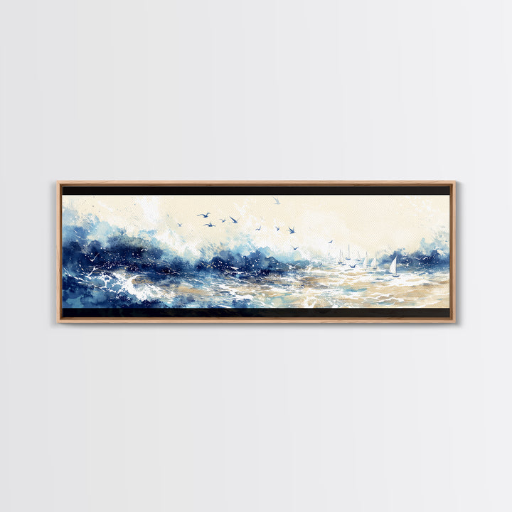 Coastal Water Study Canvas Print, General Fine Art, Framed Wall Art, Living Room Decor, Fine Art, Luxury Decor, GEN-3x1-45
