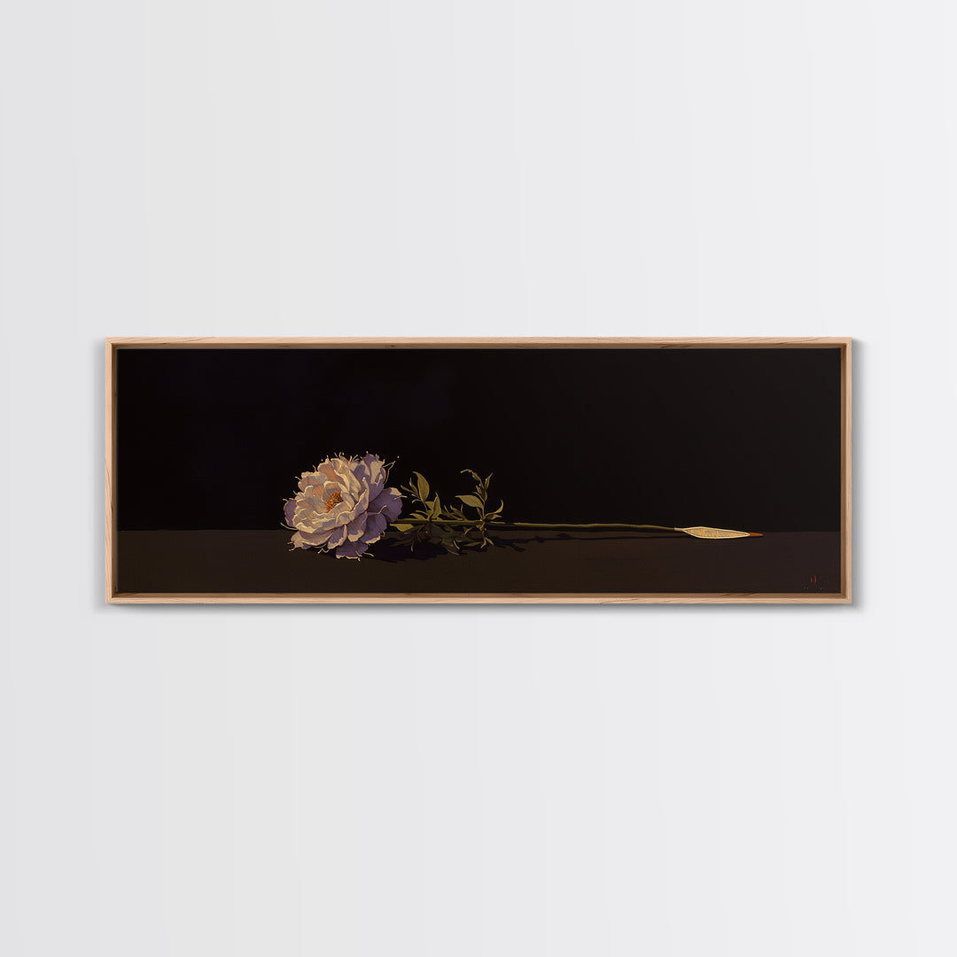 Single Sculptural Flower on a Dark Ground Canvas Print, General Fine Art, Canvas Wall Art, Living Room Decor, Fine Art, GEN-3x1-49