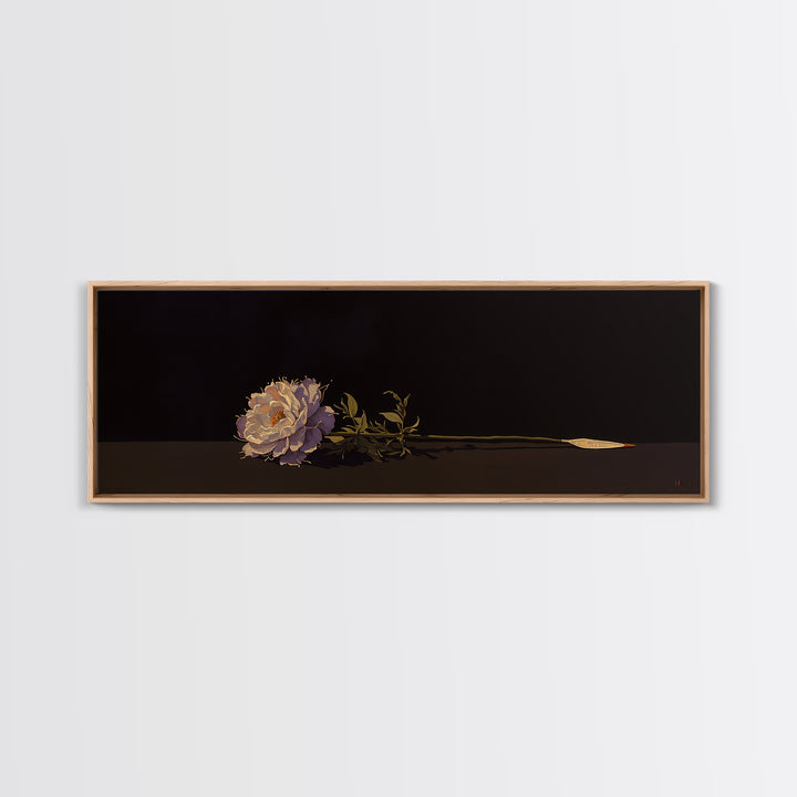 Single Sculptural Flower on a Dark Ground Canvas Print, General Fine Art, Canvas Wall Art, Living Room Decor, Fine Art, GEN-3x1-49