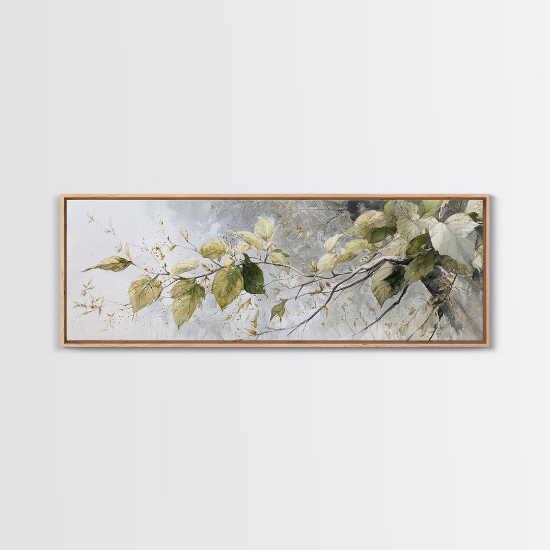 Soft Watercolor Branch Study Framed Canvas Print, General Fine Art, Digital Prints, Living Room Decor, Oil Painting, GEN-3x1-51
