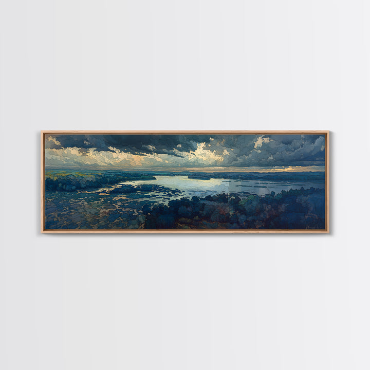 Quiet Abstract River Shape Framed Canvas Print, General Fine Art, Luxury Decor, Living Room Decor, Abstract Art, GEN-3x1-64