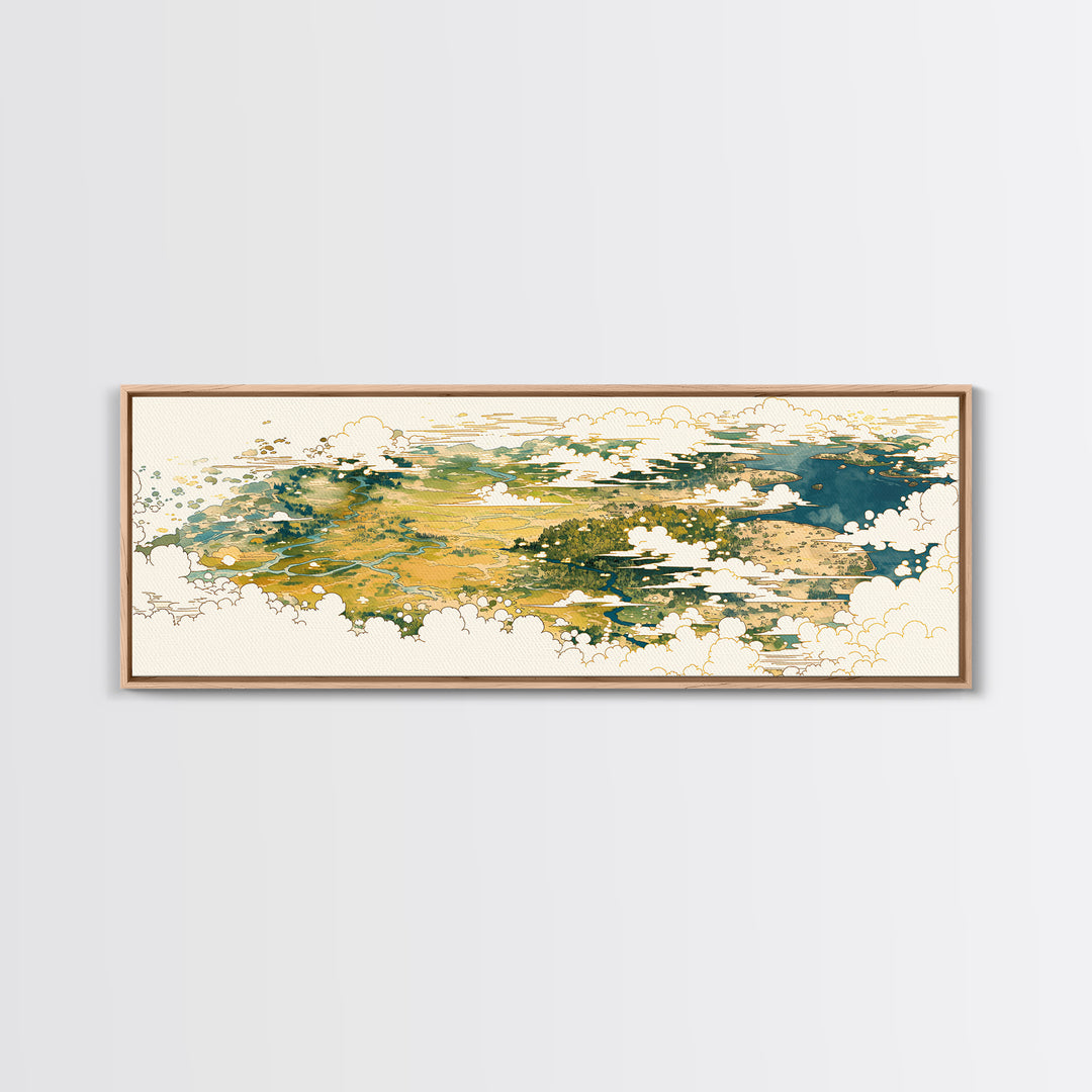 Quiet Abstract River Shape Canvas Print, General Fine Art, Wall Art, Living Room Decor, Abstract Art, Printable, GEN-3x1-88