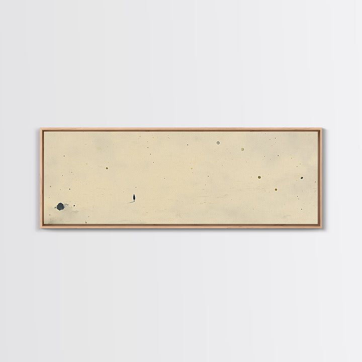 Minimal Black Line Figure on Textured Paper Canvas Print, General Fine Art, Painting, Living Room Decor, Fine Art, GEN-3x1-91