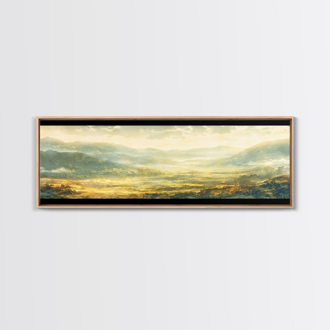 Misty Mountain Valley Canvas Print, General Fine Art, Decor, Living Room Decor, Fine Art, Digital Wall Art, Large Wall Art, GEN-3x1-92