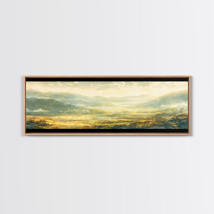 Misty Mountain Valley Canvas Print, General Fine Art, Decor, Living Room Decor, Fine Art, Digital Wall Art, Large Wall Art, GEN-3x1-92