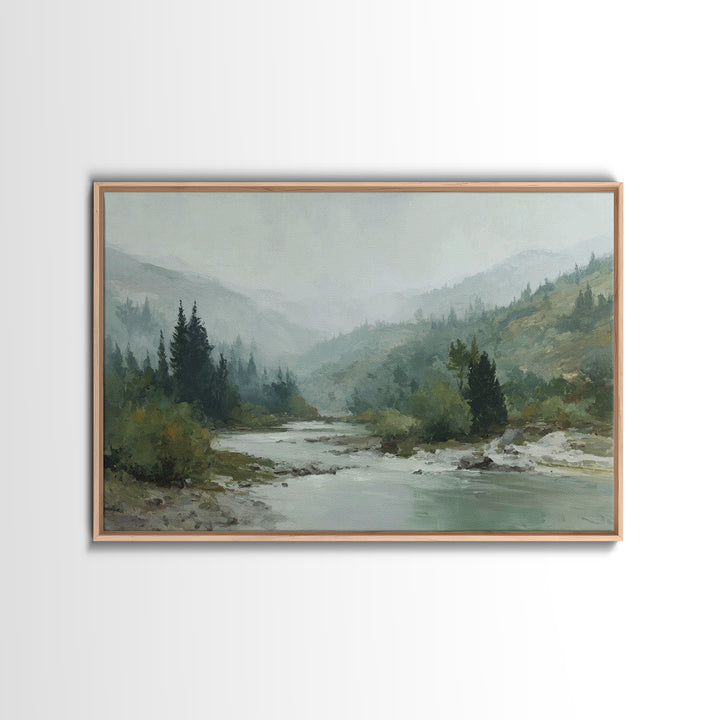 Quiet Abstract River Shape Framed Canvas Print, General Fine Art, Wall Art, Living Room Decor, Abstract Art, GEN-3x2-100